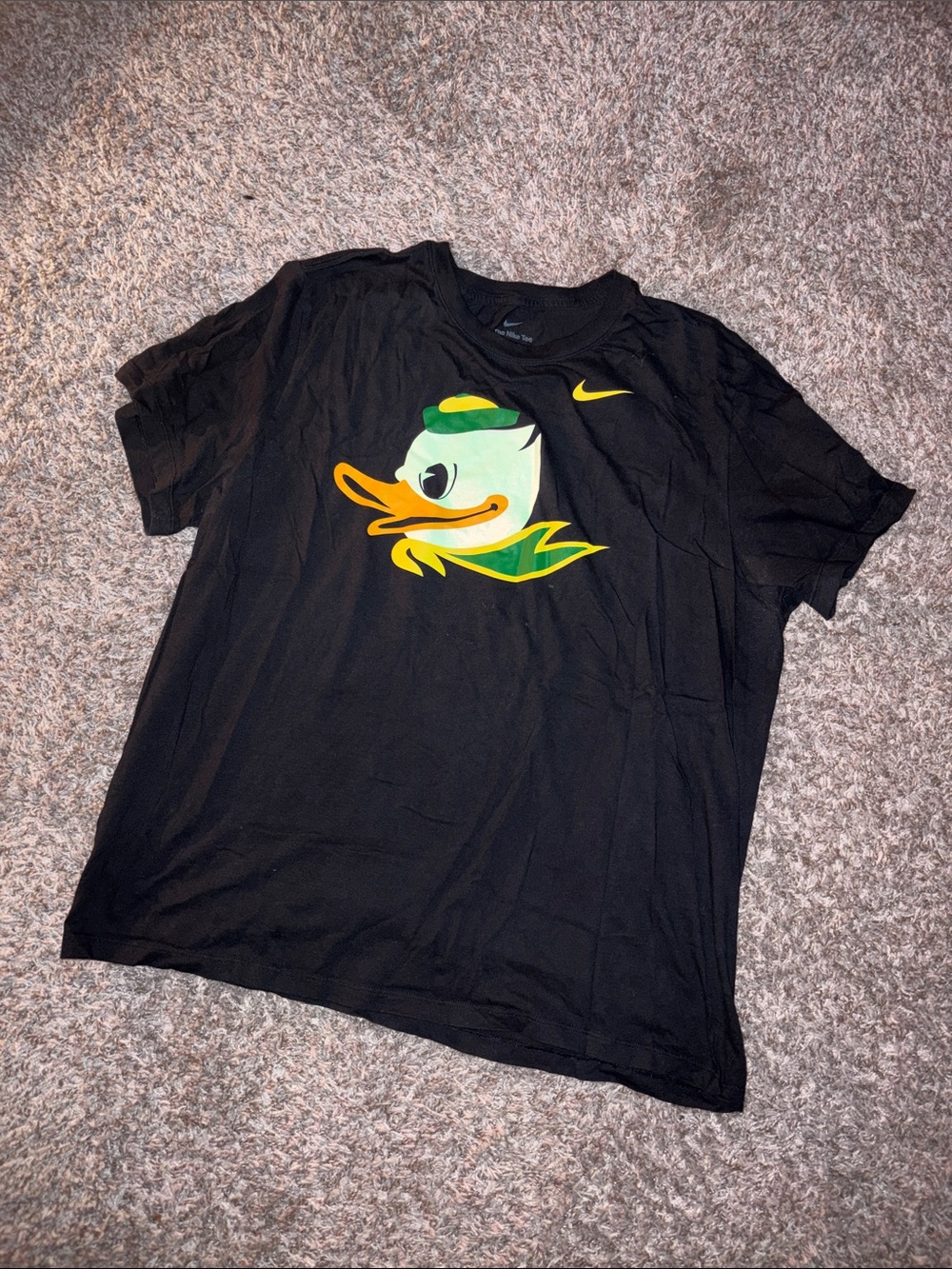 Nike Black Tee with oregon ducks Yellow & Green Duck Graphic